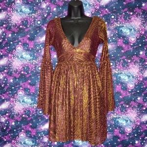 Ecote Gold Maroon Iridescent Dress